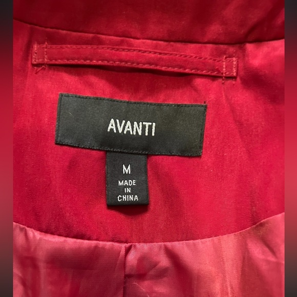 Avanti Belted Double Lapel Red Trench Coat M - Picture 9 of 11